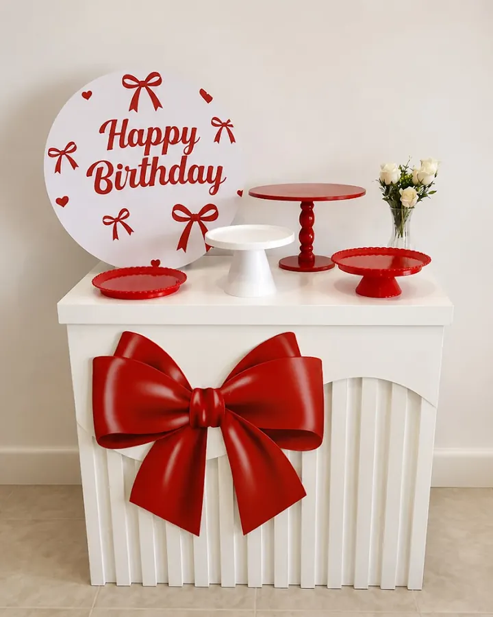 Kit Happy Birthday com laço vermelho